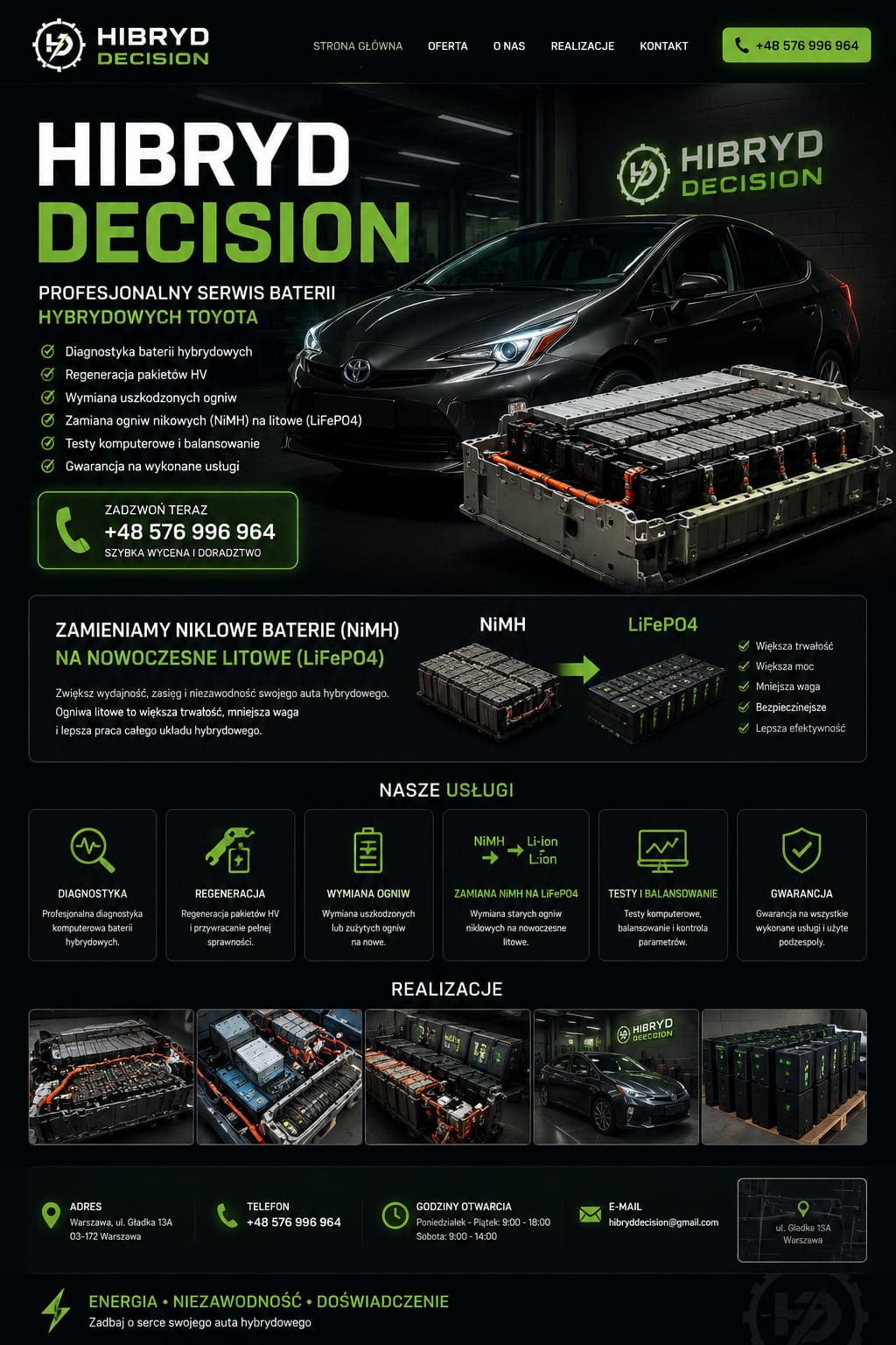 HIBRYD DECISION regeneracja baterii hybrydowych Toyota Lexus Warszawa